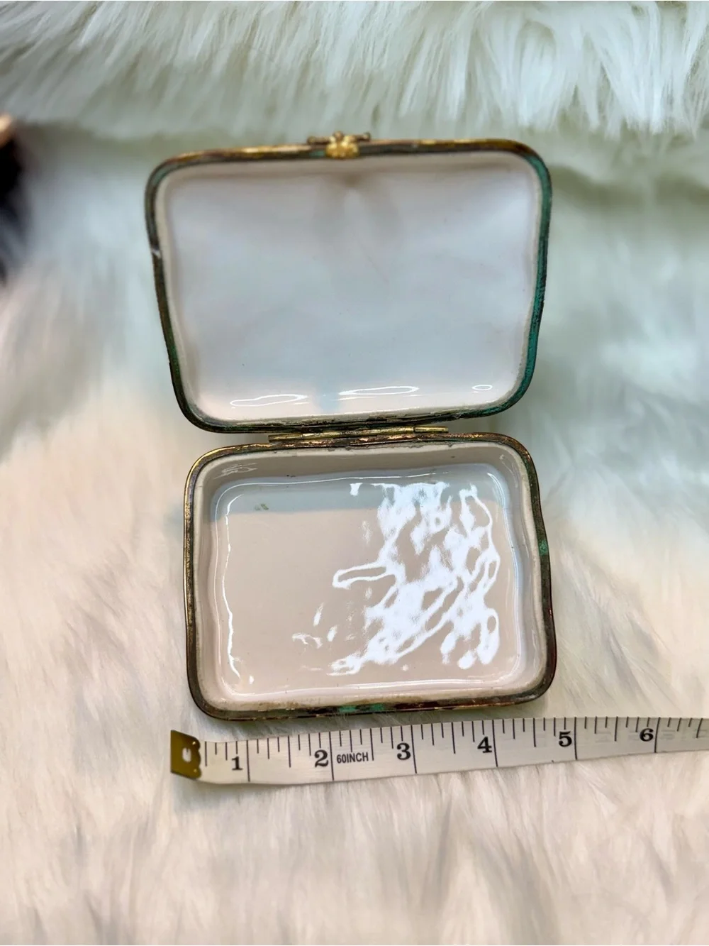 Hand-Painted Floral Porcelain Trinket Box - Blue & White with Gold Accents
